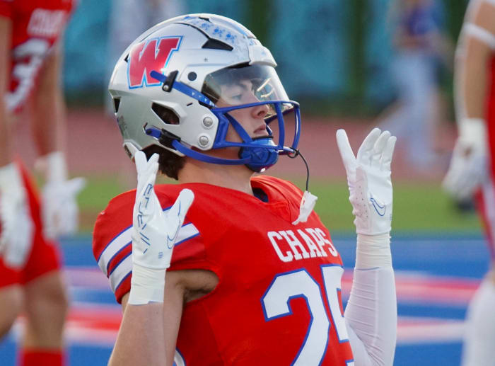 Westlake junior defensive back Brandon Clark warms up before a regular season game.